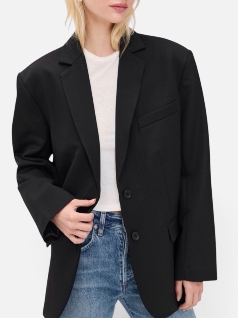 Anine Bing Quinn Black Wool Oversized Blazer Size XS